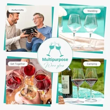 MICHLEY Unbreakable Stemmed Wine Glass 100% Tritan Plastic Dishwasher available Glassware 15 oz, Set of 4