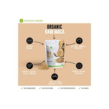 Organic Antler Farms Raw Maca Powder - 100% Pure Superfood