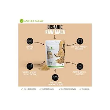 Organic Antler Farms Raw Maca Powder - 100% Pure Superfood