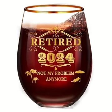 Retirement Stemless Wine Glass Gift for 2024