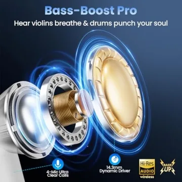 Haqquio Wireless Earbuds, Bluetooth Headphones with Deep Bass Stereo, 48H Playback Ear Buds with LED...