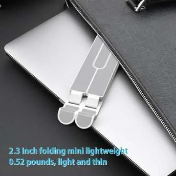 JUNWING Portable Laptop Stand, 15 Angles Foldable Laptop Riser, Easy to Carry Computer Stand for Travel, Compatible with MacBook Air Pro, HP, Lenovo, Dell & All 10 to 15.6 Inches Laptops (White1)