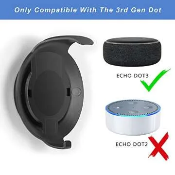 WIDEPLORE Echo Dot Wall Mount Holder for 3rd Generation, Built-in Cable Management Space-Saving Accessories for Dot(3rd Gen) Smart Speakers, with Sticking Tape and Drill Nail-Black