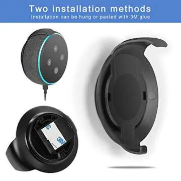 WIDEPLORE Echo Dot Wall Mount Holder for 3rd Generation, Built-in Cable Management Space-Saving Accessories for Dot(3rd Gen) Smart Speakers, with Sticking Tape and Drill Nail-Black