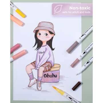 Ohuhu 36 Color Skin Tone Markers - Dual Tip for Artists
