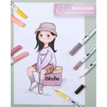 Ohuhu 36 Color Skin Tone Markers - Dual Tip for Artists