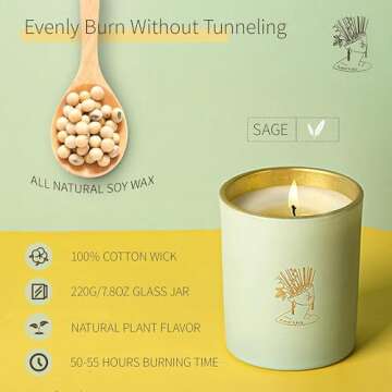 Candles for Home Scented, 3 Pack 7.8 OZ Cotton Scented Candle, Stress Relief Aromatherapy Candles Gifts for Women, 165 Hour Long Lasting Scented Candles,Jar Candles for Meditation, Yoga, Bath, Spa