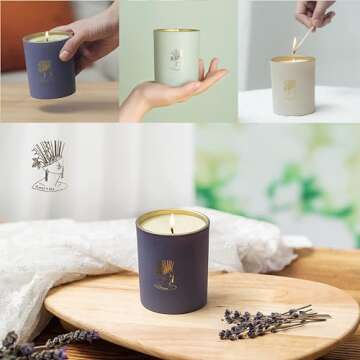 Candles for Home Scented, 3 Pack 7.8 OZ Cotton Scented Candle, Stress Relief Aromatherapy Candles Gifts for Women, 165 Hour Long Lasting Scented Candles,Jar Candles for Meditation, Yoga, Bath, Spa