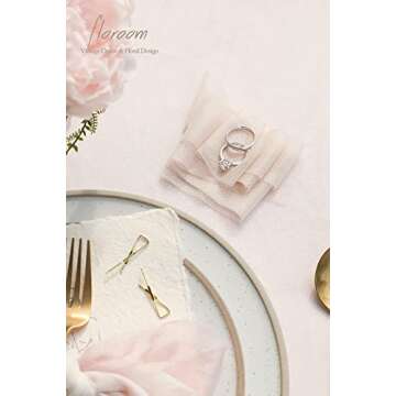 Floroom Chiffon Ribbon Shiny Ribbon Ombre Colors Chart for Wedding Invitations, Bridal Bouquets, Gifts Wrapping, Decorations, DIY Crafts (Cream +Nude +Blush +Dusty Rose)