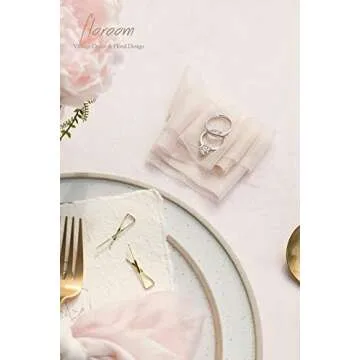 Floroom Chiffon Ribbon Shiny Ribbon Ombre Colors Chart for Wedding Invitations, Bridal Bouquets, Gifts Wrapping, Decorations, DIY Crafts (Cream +Nude +Blush +Dusty Rose)