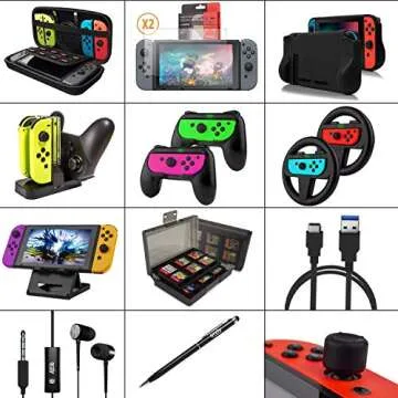 Orzly Accessory Bundle Kit Designed for Nintendo Switch Accessories Geeks and OLED Console Users Cas...