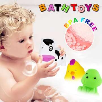 Bathtub Toys for Toddlers 1-3 - Mold Free No Hole Baby Kids Infant Bath Toys 6-12-18-24 Months Water...