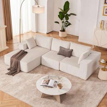 Stylish Huatean Home 108" Modular Sectional Sofa in Beige