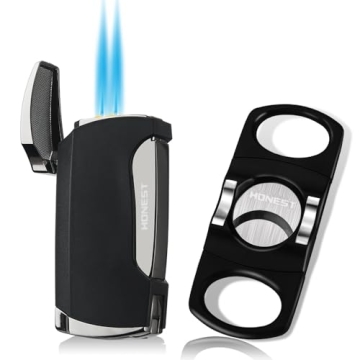 Torch Lighter Double Jet Flame Lighter and Cutter Giftsets for Men – Black