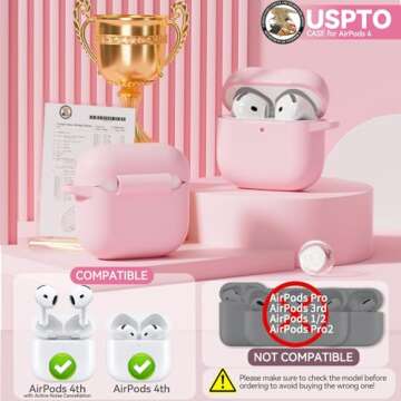 for AirPods 4 Case, Soft Silicone Case Compatible with Apple Airpods 4th Generation 2024 for Women G...