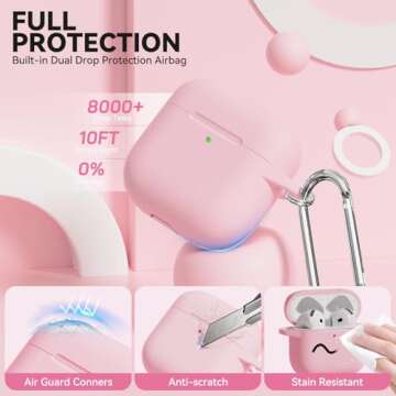 for AirPods 4 Case, Soft Silicone Case Compatible with Apple Airpods 4th Generation 2024 for Women Girly, Anti-Scratch Pink Case Cover with Cleaner Kit and Keychain, Drop Protection