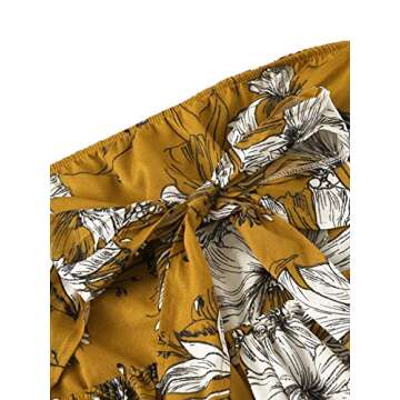 SweatyRocks Women's Off Shoulder Floral Print Playsuit Strapless Romper Short Jumpsuit Ginger Medium