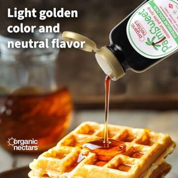 Organic Nectars Golden Organic Coconut Syrup - Vegan, Gluten Free, Dairy Free Liquid Sugar Alternative - Low Glycemic Sweetener - Non GMO Syrups for Coffee Drinks, Juices, Baking, Cooking - 17 Oz