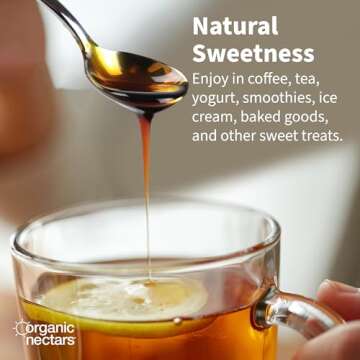 Organic Nectars Golden Organic Coconut Syrup - Vegan, Gluten Free, Dairy Free Liquid Sugar Alternative - Low Glycemic Sweetener - Non GMO Syrups for Coffee Drinks, Juices, Baking, Cooking - 17 Oz