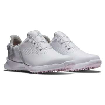 FootJoy Women's FJ Fuel Boa Previous Season Style Golf Shoe, White/White/Pink, 8.5