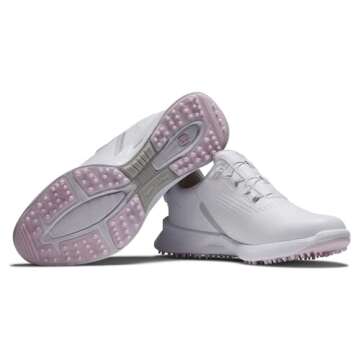 FootJoy Women's FJ Fuel Boa Previous Season Style Golf Shoe, White/White/Pink, 8.5