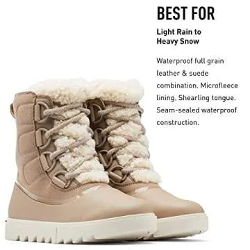 Sorel Women's Joan of Arctic Next Lite Boot — Omega Taupe, Fawn — Waterproof Leather & Suede Snow Boots — Size 7.5