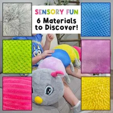 MEAVIA Cuddlebug Caterpillar Body Pillow Sensory Snuggle Vibrating Plush, 35” Jumbo Stuffed Toy, FEELix Collection