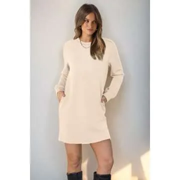 WIHOLL Women’s Casual Long Sleeve Mini Dress with Pockets for Fall Fashion