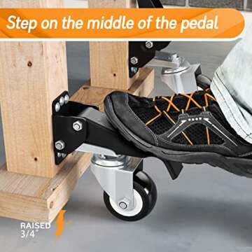 SOLEJAZZ Workbench Casters Wheels 660Lbs Retractable Casters Set of 4 Heavy Duty Side Mount Caster Rollers 2.5" Stepdown Castor Wheels for Bench Machinery Work Table with Installation Template, 4 Pack