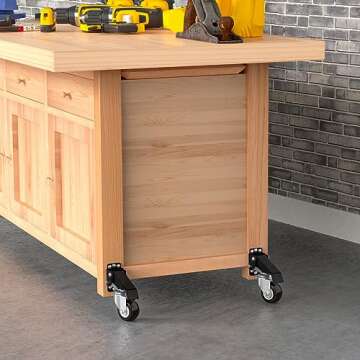 SOLEJAZZ Workbench Casters Wheels 660Lbs Retractable Casters Set of 4 Heavy Duty Side Mount Caster Rollers 2.5" Stepdown Castor Wheels for Bench Machinery Work Table with Installation Template, 4 Pack