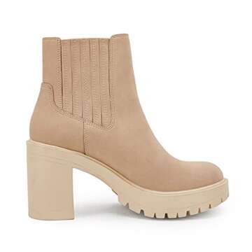 Womems Platform Lug Sole Ankle Boots Chunky Block Heel Seam Booties Combat Cozy Round Toe Chelsea Shoes
