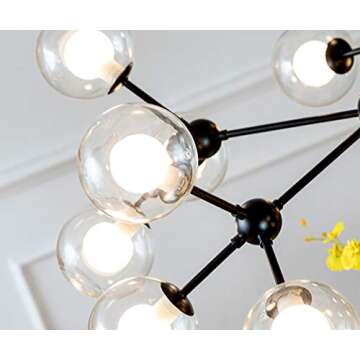 Surpars House Sputnik Chandelier, 12 Lights Modern Ceiling Light for Bedroom,Living Room,Dining Room,Black