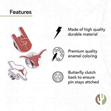 Desert Cactus University of Texas Lapel Pins Longhorns UT Austin Logo Enamel Made of Metal (Pin Set)