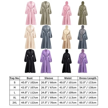 Elegant Women Long Sleeve Silk Muslim Abaya Dress