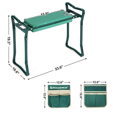 SONGMICS Garden Kneeler & Seat with Tool Bags for Comfort