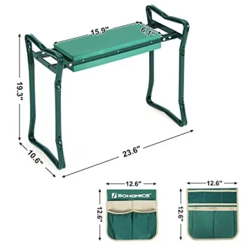 SONGMICS Garden Kneeler & Seat with Tool Bags for Comfort