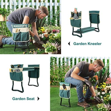 SONGMICS Garden Kneeler & Seat with Tool Bags for Comfort