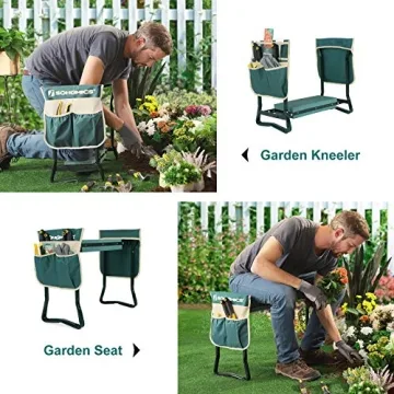 SONGMICS Garden Kneeler & Seat with Tool Bags for Comfort