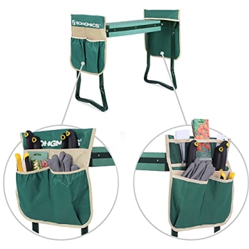 SONGMICS Garden Kneeler & Seat with Tool Bags for Comfort