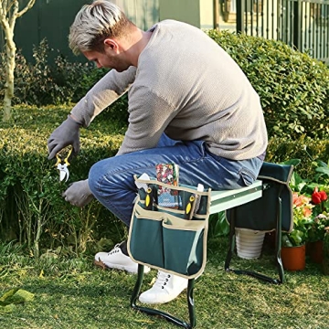 SONGMICS Garden Kneeler & Seat with Tool Bags for Comfort