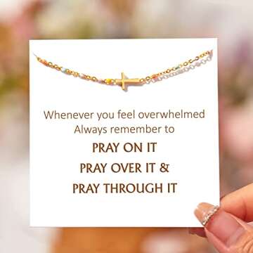 STORYJEWELLERY Christian Gifts for Women, Religious Gifts for Women, Encouragement Gifts for Women, Inspirational Gifts for Women, Cross Bracelet, Baptism Confirmation Gifts, Easter Christmas Gifts
