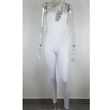 SHESEEWORLD Women's Sexy Cutout Sleeveless One Shoulder Bodycon Backless Party Short Long Jumpsuits Romper