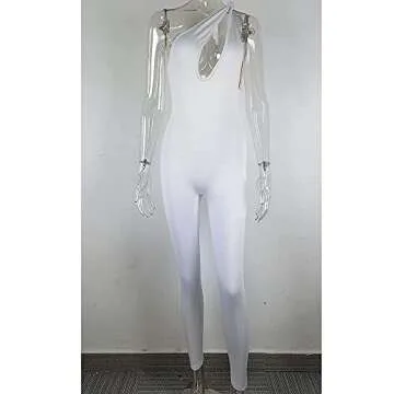 SHESEEWORLD Women's Sexy Cutout Sleeveless One Shoulder Bodycon Backless Party Short Long Jumpsuits Romper