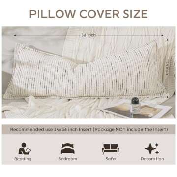 Velvyn Chenille Pillow Cover 14x35 inch, Boho Long Pillow Covers, Farmhouse Textured Boho Throw Pill...