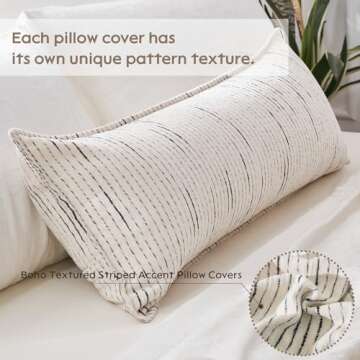 Velvyn Chenille Pillow Cover 14x35 inch, Boho Long Pillow Covers, Farmhouse Textured Boho Throw Pillow Cover, Modern Accent Boho Pillowcase for Couch, Decorative Pillow Cover (Cover ONLY)