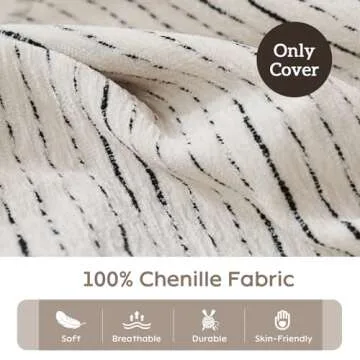 Velvyn Chenille Pillow Cover 14x35 inch, Boho Long Pillow Covers, Farmhouse Textured Boho Throw Pillow Cover, Modern Accent Boho Pillowcase for Couch, Decorative Pillow Cover (Cover ONLY)