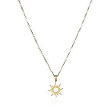 COLORFUL BLING Fashion Sun Necklace Clavicle Chain Sunlight Sunshine Pendant Necklace with Message Card Friendship Dainty Gold Silver Jewelry-Gold