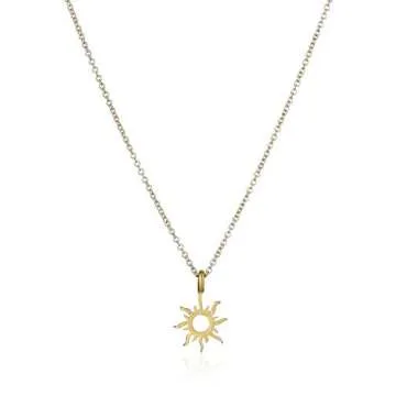 COLORFUL BLING Fashion Sun Necklace Clavicle Chain Sunlight Sunshine Pendant Necklace with Message Card Friendship Dainty Gold Silver Jewelry-Gold