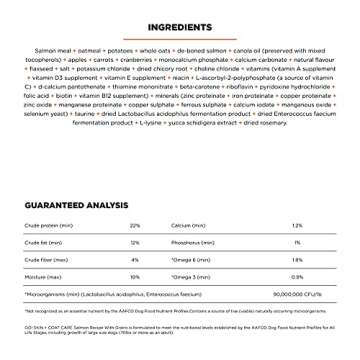 Go! Solutions Skin + Coat Care - Dry Dog Food, 25 lb - Salmon Recipe with Grains for All Life Stages - Complete + Balanced Nutrition for Dogs