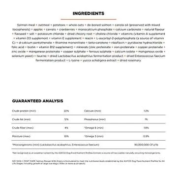 Go! Solutions Skin + Coat Care - Dry Dog Food, 25 lb - Salmon Recipe with Grains for All Life Stages - Complete + Balanced Nutrition for Dogs